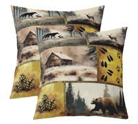 Manfei Lot de 2 housses de coussin pour chambre à coucher de camping-car - Motif empreintes de pattes de cerf - Pour enfants, adolescents et adultes - Style rustique - Pour chambre à coucher de