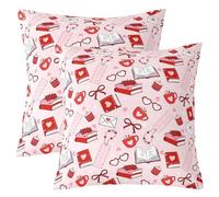Manfei Lot de 2 housses de coussin pour la Saint-Valentin - Motif lettre d'amour rouge et nœud - Pour enfants, filles, adolescents, couples, amoureux, décoration romantique pour salon, canapé, lit