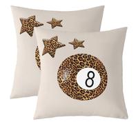 Manfei Lot de 2 housses de coussin tendance léopard pour enfants, motif guépard Y2K chic double face, motif Lucky Ball 8, jolie décoration d'intérieur, marron et gris, 61 x 61 cm