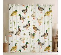 Manfei Lot de 2 rideaux de fenêtre mignons colverts chasseurs de canard sauvage, traitement de fenêtre sur le thème des animaux de dessin animé, décoration de chambre d'enfants, garçons et filles