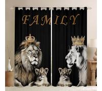 Manfei Lot de 2 rideaux de fenêtre sur le thème des animaux sauvages, famille de lions, rideaux de fenêtre pour garçons, adolescents et adultes, décoration de chambre à coucher, rideaux de chambre à