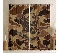 Manfei Lot de 2 rideaux de fenêtre vintage marron camouflage, chasseurs de canards, décoration de fenêtre pour chambre d'enfant, garçons et filles, rideaux à œillets, 117 x 183 cm