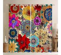 Manfei Lot de 2 rideaux rétro à fleurs pour chambre à coucher, salon, 167,6 x 228,6 cm, rideaux floraux vintage des années 70 bloquent 30 % à 50 % de la lumière, traitement de fenêtre floral pour