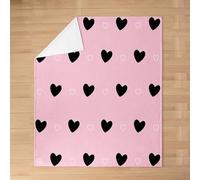 Manfei Lovely Heart Couverture en flanelle pour enfants, princesse girly kawaii amour, fée pour la Saint-Valentin, décoration de canapé pour filles et garçons, couverture pelucheuse rose noire, taille