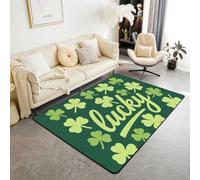 Manfei Lucky Clover Tapis d'intérieur antidérapant et absorbant pour décoration de chambre d'enfant, de garçon et de fille, motif trèfle vert, 1,4 x 1,9 m (rectangulaire)