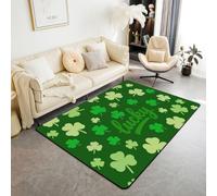 Manfei Lucky Clover Tapis d'intérieur antidérapant et absorbant pour décoration de chambre d'enfant, de garçon et de fille, motif trèfle vert, 1,4 x 1,9 m (rectangulaire)