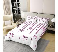 Manfei Parure de lit 3 pièces avec housse de couette 100 % coton motif léopard rose, nœud goutte à goutte, motif guépard, décoration de chambre d'enfant, garçons et filles, 2 taies d'oreiller, sans