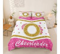 Manfei Parure de lit 3 pièces avec housse de couette à fermeture éclair pour très grand lit - Motif lettre initiale O (couette non incluse) - Housse de couette à paillettes tendance à imprimé à