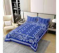 Manfei Parure de lit 3 pièces avec housse de couette bandana 100 % coton pour très grand lit, housse de couette bohème chic à motif floral, décoration de chambre pour enfants, garçons et filles, 2