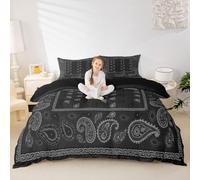 Manfei Parure de lit 3 pièces avec housse de couette bandana bohème et bohème pour très grand lit, housse de couette à motif floral bohème chic, décoration de chambre d'enfant, garçons et filles, 2