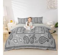 Manfei Parure de lit 3 pièces avec housse de couette bandana bohème pour très grand lit, housse de couette bohème chic, motif floral, décoration de chambre d'enfant, garçons et filles, 2 taies