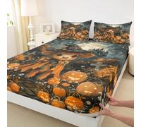 Manfei Parure de lit 3 pièces avec housse de couette et 2 taies d'oreiller sur le thème d'Halloween pour très grand lit, motif château de citrouille de dessin animé, décoration de chambre d'enfant