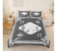 Manfei Parure de lit 3 pièces avec housse de couette style cowboy occidental, cactus du désert sauvage ouest, housse de couette aztèque avec fermeture éclair, décoration de chambre pour enfants