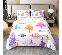 Manfei Parure de lit avec housse de couette pour lit super king size, 100 % coton, motif d'arbres mystères et d'extraterrestres mystérieux, pour garçons et filles, housse de couette douce à croquis