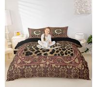 Manfei Parure de lit décorative à imprimé léopard, monogramme lettre C pour enfants, garçons, filles, adolescents, texture peau d'animaux sauvages (sans couette) pour décoration de chambre à coucher