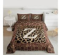 Manfei Parure de lit décorative moderne avec 1 taie d'oreiller pour toutes les saisons, motif imprimé léopard, lettre Z pour enfants et adolescents, pour lit simple