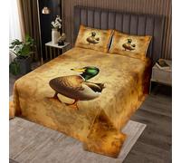 Manfei Parure de lit douce 2 pièces, couvre-lit matelassé à imprimé floral rétro avec 1 taie d'oreiller, décoration de chambre d'enfant et de garçon, pour lit simple