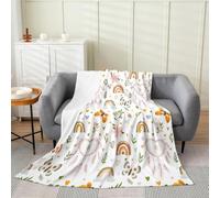 Manfei Rainbow Love Couverture polaire en flanelle, attrape-rêves bohème et feuilles de palmier, pour enfants, filles, garçons et adultes, couverture pelucheuse exotique colorée, pour chaise, canapé