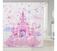 Manfei Rideau de douche motif château de rêve, rideau d'amour papillon pour salle de bain, rideaux de bain sur le thème des contes de fées pour enfants et adolescents, rideaux de douche imperméables