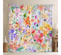 Manfei Rideau de fenêtre à motif floral abstrait, rideau de traitement de fenêtre pour enfants, filles, hommes, rideaux de chambre à coucher, rideaux baroques de luxe, décoration de salon, 2 panneaux