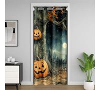 Manfei Rideau de porte d'Halloween, rideau occultant motif citrouille de dessin animé pour chambre à coucher, porte, salon, décoration de porte sur le thème du festival d'automne, décoration de