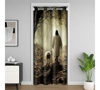 Manfei Rideau de porte mystérieux jungle pour jeunes, adolescents, adultes, salon, rideau occultant à imprimé moutons, 86,4 cm de large x 203,2 cm de long, animaux sauvages pour porte de placard