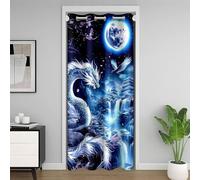 Manfei Rideau de porte occultant sur le thème des animaux mythologiques pour chambre à coucher, porte de salon, rideau de porte rose et bleu marine, décoration de chambre d'enfants, garçons et filles