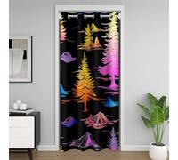 Manfei Rideau de porte OVNI pour porte d'intimité, tente, arbres, mystère, extraterrestres mystérieux, rideau de porte de placard pour chambre à coucher, rideaux occultants colorés ombrés, noir violet