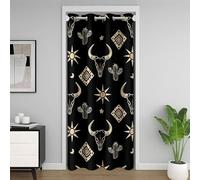 Manfei Rideau de porte sud-ouest, motif croquis de vache, tête de mort, cactus pour chambre à coucher, intimité, 30 % à 50 %, 1 panneau, 152,4 x 203,2 cm (l x L)