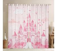 Manfei Rideaux de fenêtre château de rêve, rideaux de fenêtre avec note de musique d'amour pour décoration de chambre à coucher, rideaux sur le thème des contes de fées pour adultes et adolescents