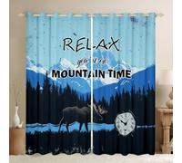 Manfei Rideaux de fenêtre de cabine de lodge - 2 panneaux - 117 x 183 cm - Motif animaux de la jungle - Pour enfants, adolescents et adultes - Rideaux naturels pour salon, montagne, montagne