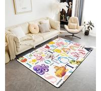 Manfei Tapis ABC pour enfants - Outil d'apprentissage de l'alphabet - Tapis de sol d'intérieur pour enfants et garçons - Décoration de chambre d'enfant - Thème animaux de dessin animé - Tapis