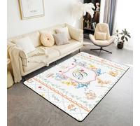 Manfei Tapis de sol antidérapant à motif de lettre B, feuilles de printemps et de l'alphabet - Tapis d'entrée rustique pour maison, salon, chambre à coucher, 1,2 x 1,8 m