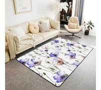 Manfei Tapis de sol d'intérieur à motif floral aquarelle bleu et blanc pour décoration de chambre d'enfants, garçons et filles, tapis absorbant antidérapant et absorbant, 1,4 x 1,9 m (rectangulaire)