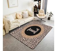 Manfei Tapis de sol d'intérieur à motif lettre L, imprimé léopard africain, tapis de sol d'entrée pour enfants, garçons et filles, décoration de chambre d'enfant, tapis imprimé peau de guépard sauvage