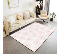 Manfei Tapis de sol d'intérieur à motif marguerite rose, tapis d'entrée pour enfants, garçons et filles, tapis antidérapant et absorbant, motif floral aquarelle, 1,4 x 1,9 m (rectangulaire)