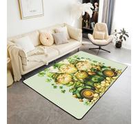 Manfei Tapis de sol d'intérieur antidérapant et absorbant pour décoration de chambre d'enfants, de garçons et de filles, motif trèfle vert, pièce de monnaie, 1,4 x 1,9 m (rectangulaire)