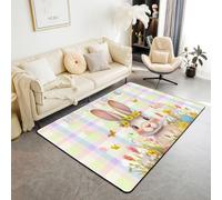 Manfei Tapis de sol d'intérieur avec imprimé à carreaux aquarelle, tapis d'entrée pour enfants, garçons et filles, tapis absorbant antidérapant et absorbant, 1,8 x 1,3 m (rectangulaire)