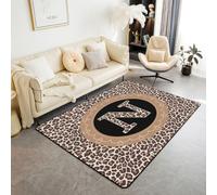 Manfei Tapis de sol d'intérieur avec lettre N marron - Imprimé léopard africain - Tapis d'entrée pour enfants de garçons et filles - Tapis antidérapant et absorbant - 1,8 x 1,2 m (rectangulaire)