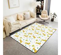 Manfei Tapis de sol d'intérieur avec motif dinosaure, feuilles de palmiers tropicaux, tapis d'entrée pour enfants, garçons et filles, tapis antidérapant et absorbant, 1,4 x 1,9 m (rectangulaire)