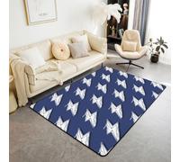 Manfei Tapis de sol d'intérieur bleu marine et blanc pour décoration de chambre d'enfant, garçons et filles, tapis absorbant antidérapant et absorbant, griffonnage dessiné à la main, 1,4 x 1,9 m