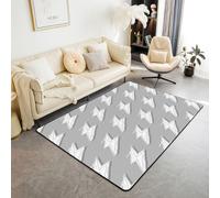 Manfei Tapis de sol d'intérieur gris et blanc pour décoration de chambre d'enfants, garçons et filles, tapis antidérapant et absorbant, griffonnage dessiné à la main, 1,8 x 1,3 m (rectangulaire)