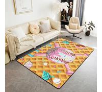 Manfei Tapis de sol d'intérieur motif crème glacée de baseball, dessert sucré, biscuit, tapis de sol d'entrée pour enfants, garçons et filles, tapis absorbant antidérapant et anti-gouttes de crème