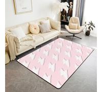 Manfei Tapis de sol d'intérieur rose et blanc pour décoration de chambre d'enfants, garçons et filles, tapis absorbant antidérapant et absorbant, griffonnage dessiné à la main, 1,8 x 1,3 m