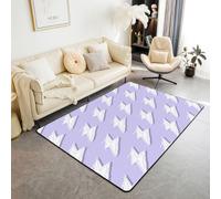 Manfei Tapis de sol d'intérieur violet et blanc pour décoration de chambre d'enfants, garçons et filles, tapis absorbant antidérapant et absorbant, griffonnage dessiné à la main, 1,4 x 1,1 m