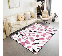Manfei Tapis de style moderne qui ne perd pas ses poils pour chambre à coucher, salle de jeux, table de chevet, tapis tendance sur le thème du maquillage pour adolescents, enfants, femmes, blanc et