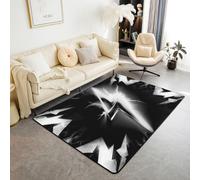 Manfei Tapis d'éclairage blanc, tapis géométrique moderne antidérapant pour jeux 3D, tapis d'entrée, noir cool, décoration d'intérieur, salon, chambre à coucher, 1,5 x 1,8 m