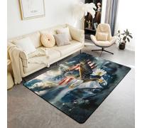 Manfei Tapis décoratif 3D avec motif aigle à tête blanche, 91 x 152 cm, motif drapeau américain, pour enfants, adolescents et adultes, bleu, rouge, blanc, pour salle de jeux, chambre à coucher, salle