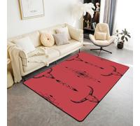 Manfei Tapis décoratif bohème - Motif tête de mort de cowboy occidental - Tapis de salon pour chambre à coucher, art esthétique mystérieux, tapis rouge, 1,5 x 1,8 m