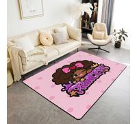 Manfei Tapis décoratif pour fille noire, joli tapis afro pour salon, chambre à coucher, princesse africaine, tapis rose, 1,5 x 1,8 m